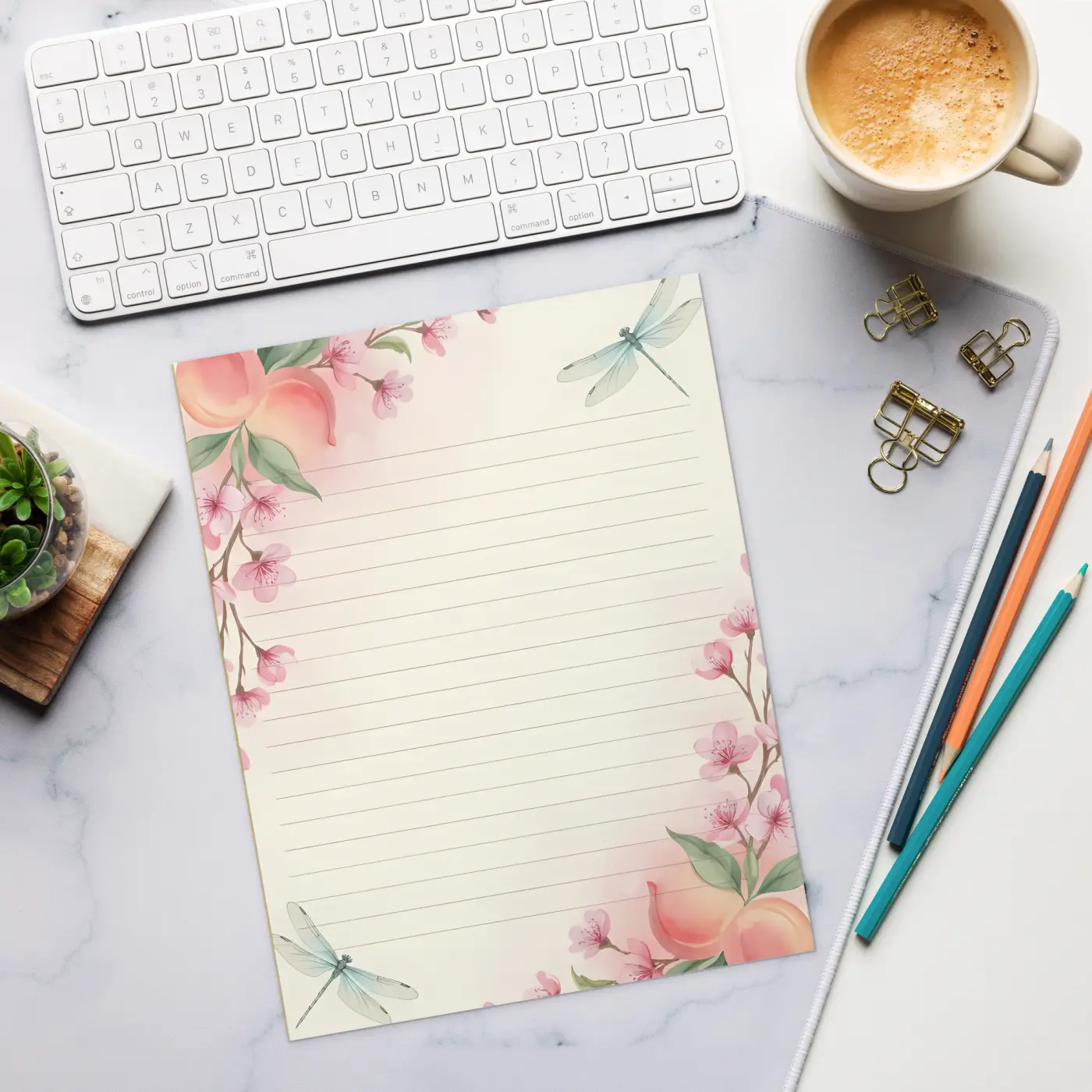 Dragonfly Ruled Notepad - Magnetic Backing Design - DipaliZ