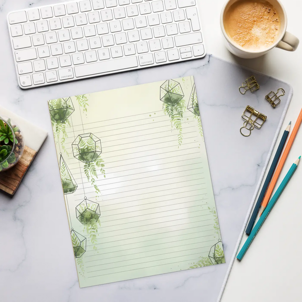 Terrarium Plant Ruled Notepad - Botanical Design - DipaliZ